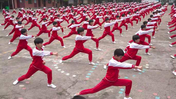 大型练功  武术学校 传统武术 体校航拍