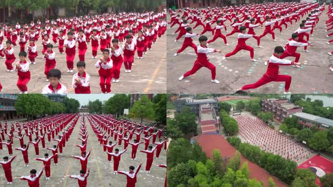 大型练功  武术学校 传统武术 体校航拍