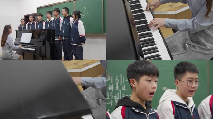 学生钢琴课 老师弹钢琴 教育 特写 乐器