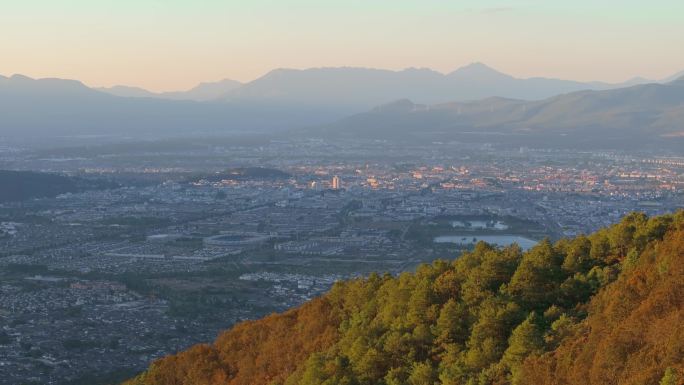 4K-云南丽江古城，丽江城市航拍