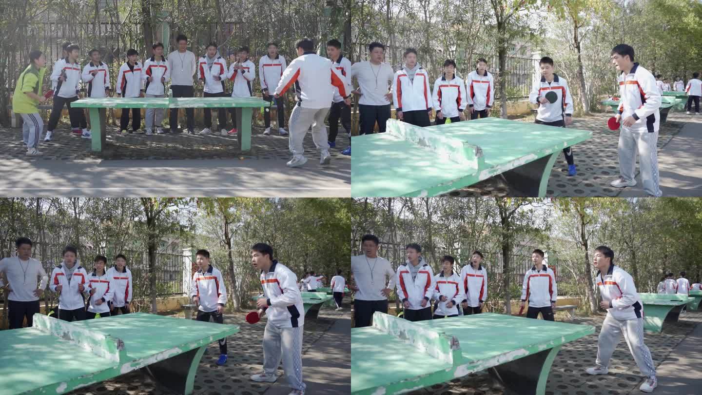 学生打乒乓球  锻炼身体