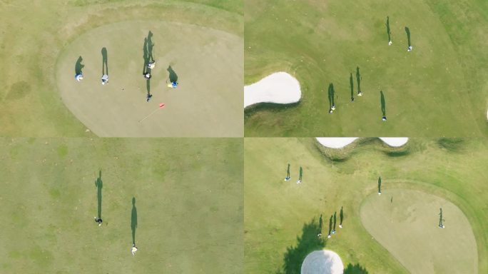 高尔夫球场打球者们的身影影子