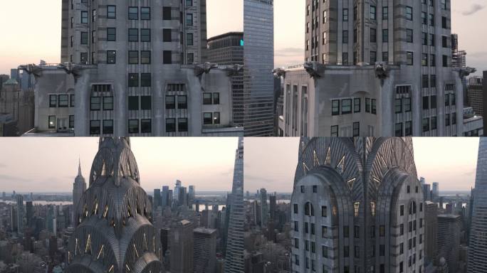 航拍克莱斯勒大厦纽约曼哈顿摩天大楼天际线