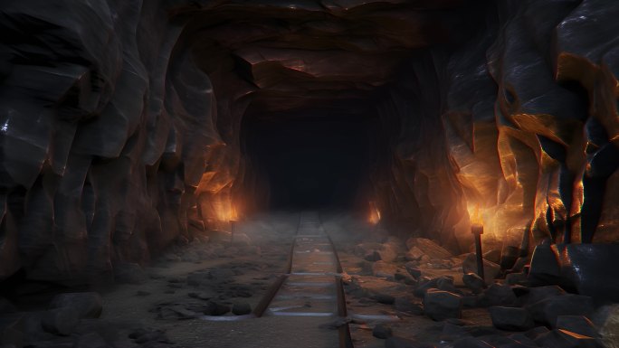 4K矿洞山洞隧道场景舞台led背景视频