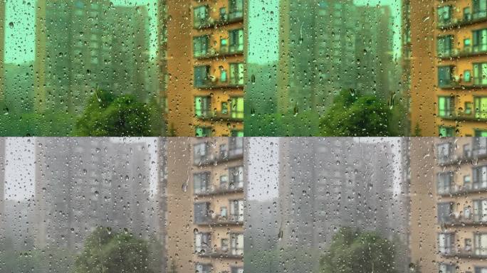 下雨玻璃水珠水滴空境