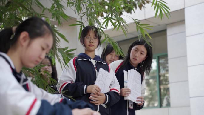 校园弹古筝 校园生活  学生 女孩 古筝