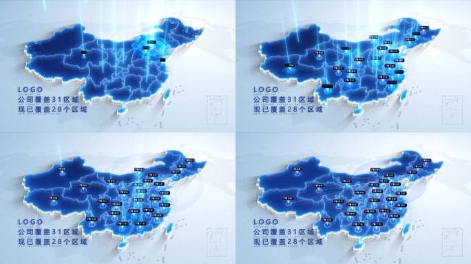 4K超清高端简洁中国科技网格地图