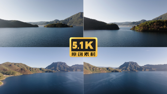 5K-云南丽江泸沽湖湖面清晨风光