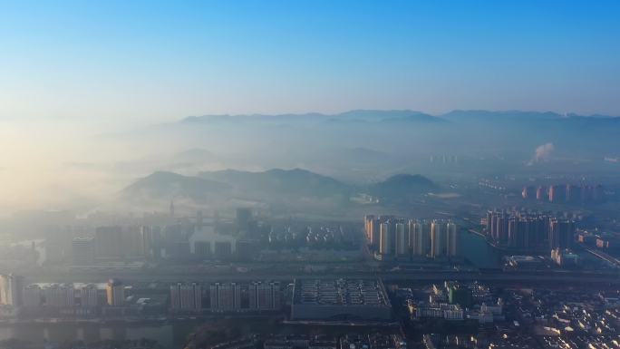 绍兴柯桥瓜渚湖轻纺城城市云海