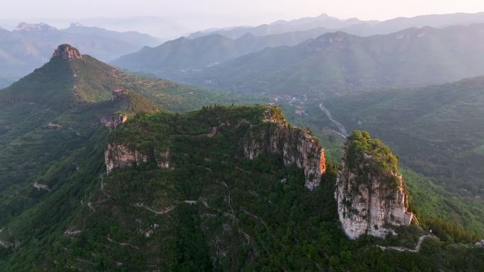 航拍山东淄博涌泉齐长城