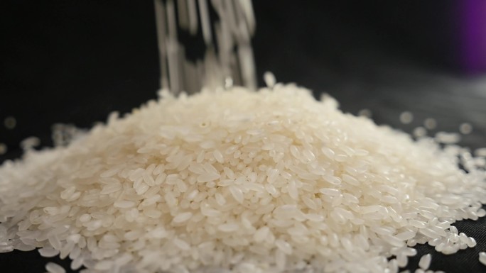 大米糯米粮食 米粒洒落特写