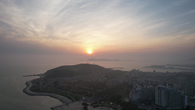 中国最美海岛长岛晚霞夕阳航拍 (6)