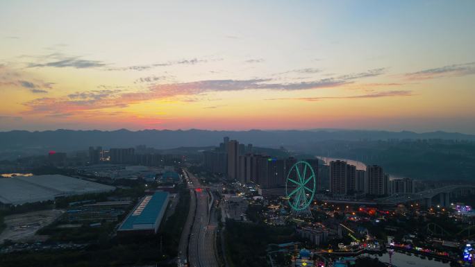 重庆欢乐谷夜景延时4K