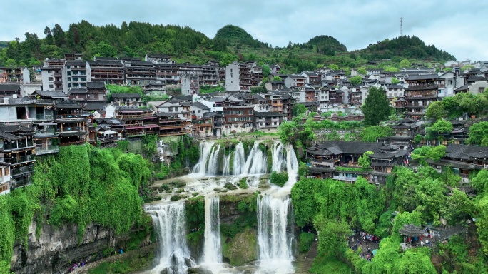 4K航拍湖南湘西永顺县芙蓉镇风景区22