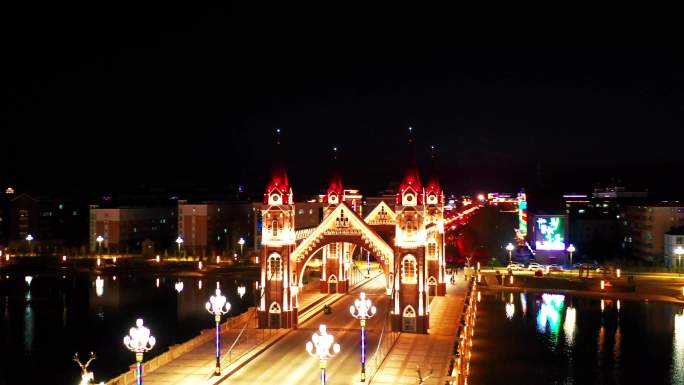 新疆布尔津网红桥夜景