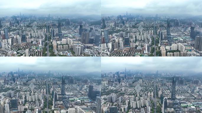 4K航拍深圳高楼林立繁华都市景象