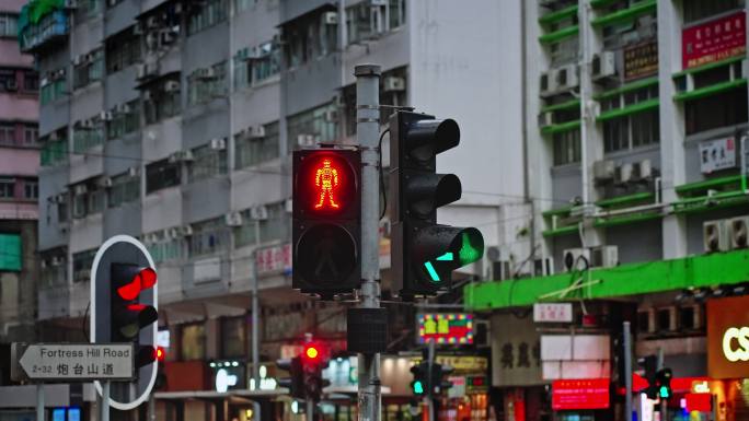 【正版素材】香港街头红绿灯5134