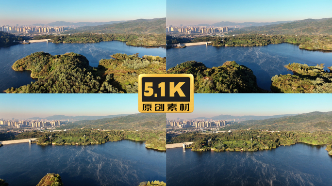 5K-清晨湖面的晨雾，湖光山色风景如画