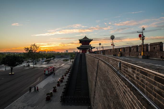 正定南门日出延时 太阳