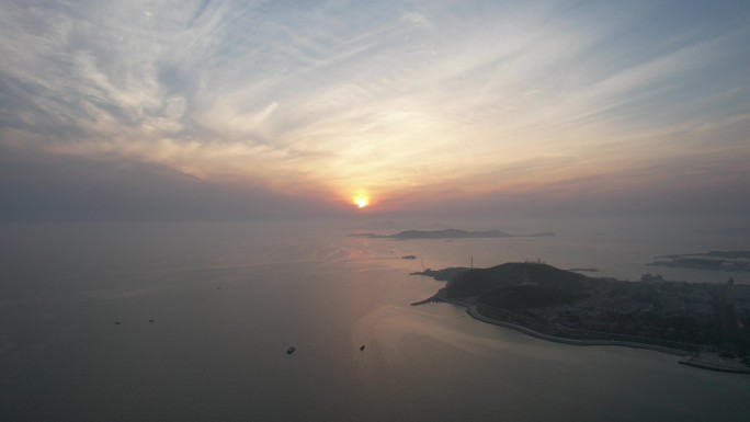 中国最美海岛长岛晚霞夕阳航拍 (15)