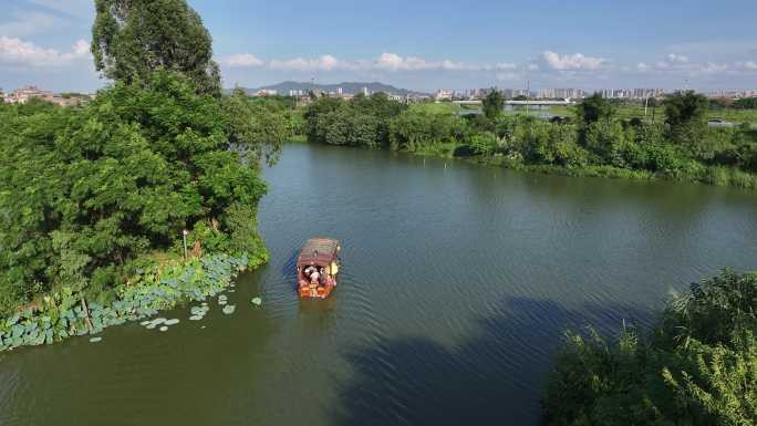 航拍江门古劳水乡旅游区