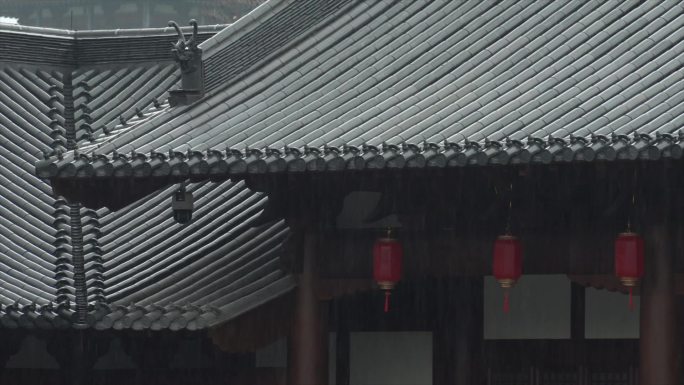 杭州南宋德寿宫阴雨天重华殿外景