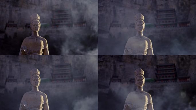 香火鼎盛的庙宇下的女娲神像