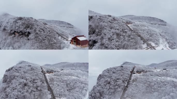 4K航拍陕西汉中龙头山云海雪景