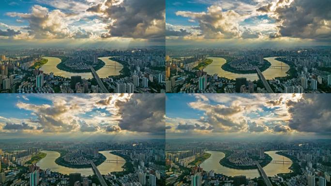 南宁白沙半岛耶稣光航拍延时视频