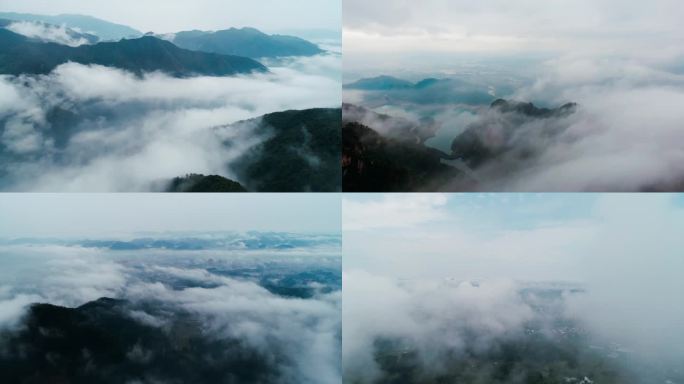 浙江台州天台山天台县神秀山林云雾云海风景