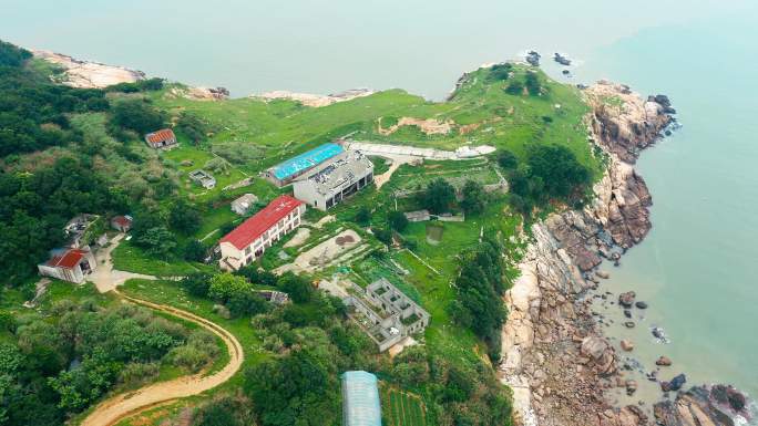 航拍岱山岛海边海水分层现象