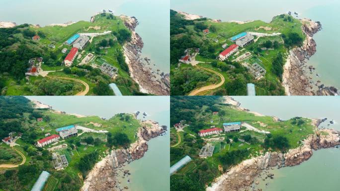 航拍岱山岛海边海水分层现象