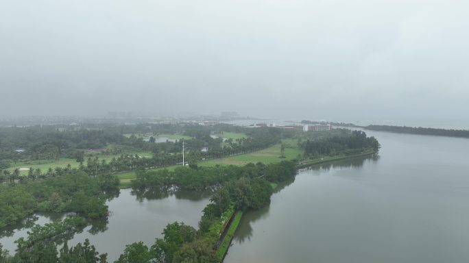 海南城市海岸线航拍