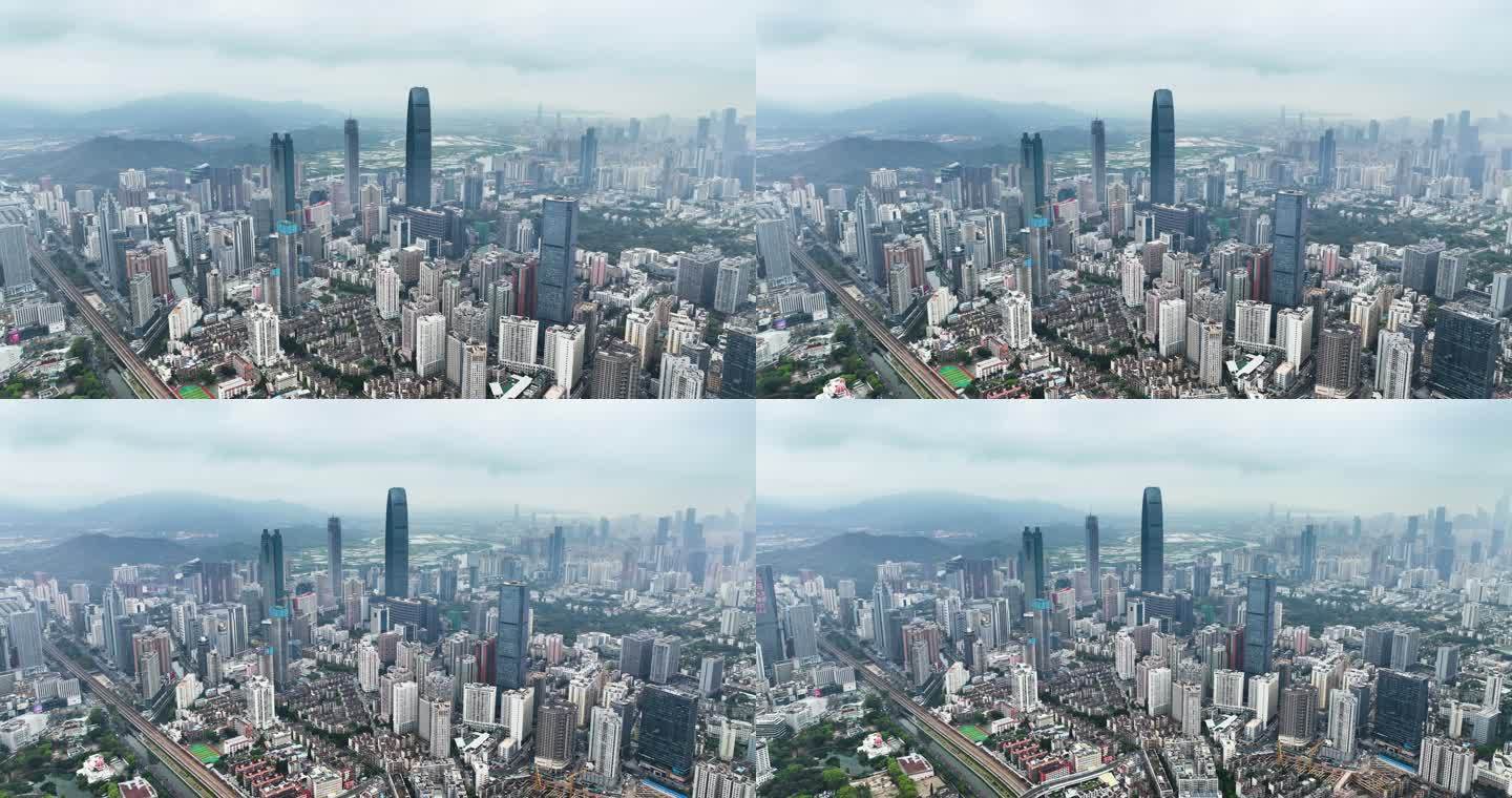 4K高空鸟瞰航拍暴风雨来临前的深圳全景2