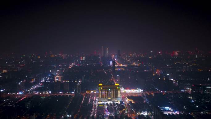 4K航拍长沙城市夜景橘子洲焰火晚会2