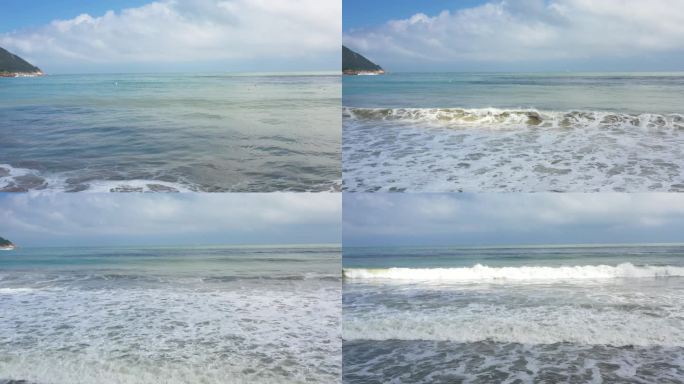 大海浪花拍打海岸