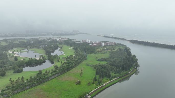 海南城市海岸线航拍