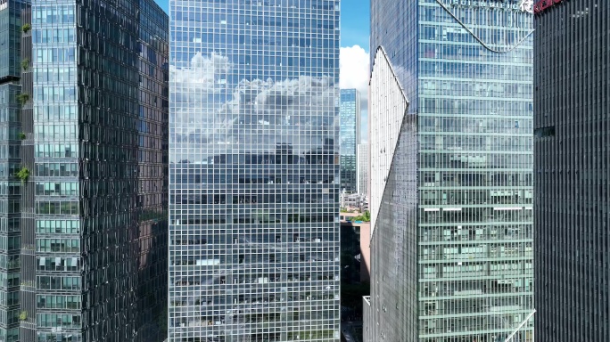 4K原创深圳南山科技园南区建筑幕墙航拍