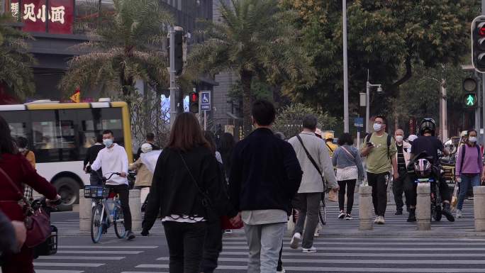 广州城市景色车流交通上下班高峰期车水马龙