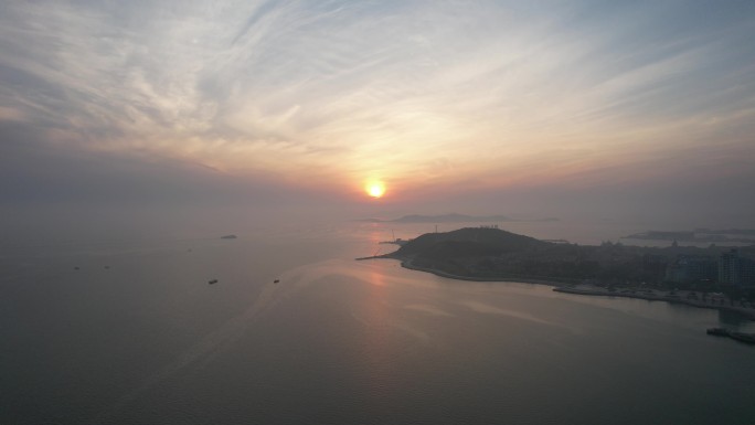 中国最美海岛长岛晚霞夕阳航拍 (11)