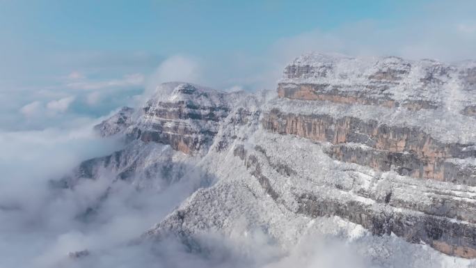 4K航拍陕西汉中龙头山云海雪景