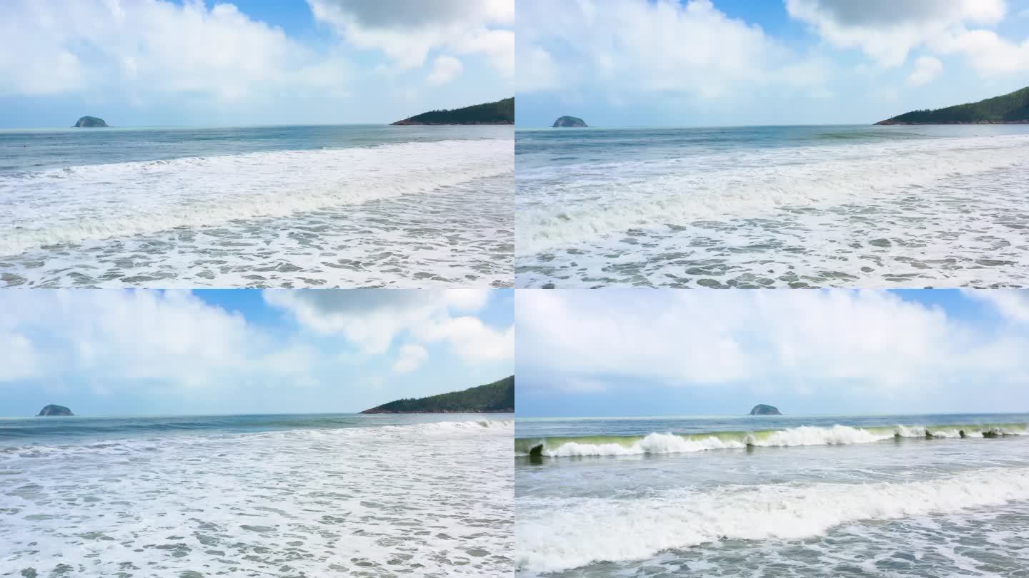 沙滩海浪唯美潮水海浪拍打水岸