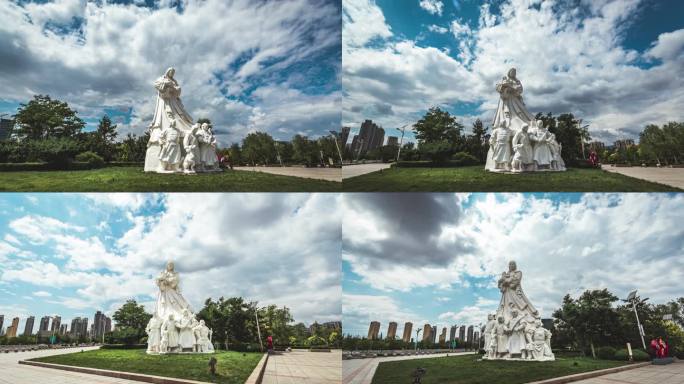 移动延时呼和浩特成吉思汗公园雕塑