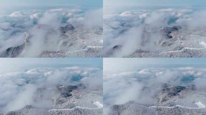 4K航拍陕西汉中龙头山云海雪景