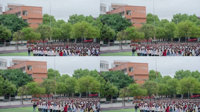 4k小学生校园升国旗