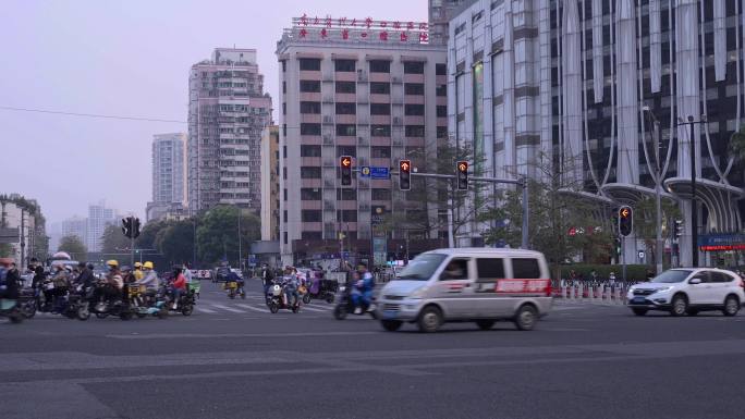 广州城市景色车流交通上下班高峰期车水马龙