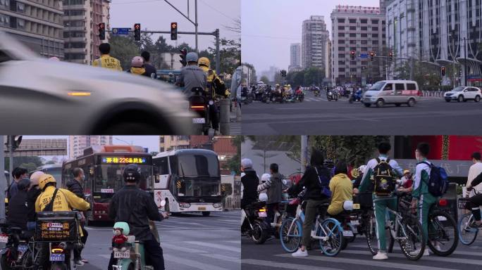 广州城市景色车流交通上下班高峰期车水马龙