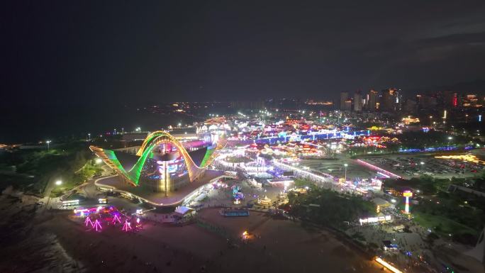 航拍青岛啤酒节的夜景