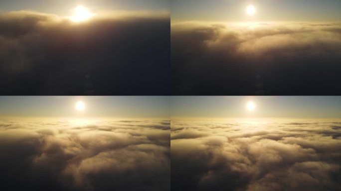云中日出的航拍图航拍视频素材云层太阳