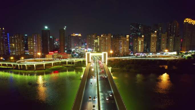 4K田安大桥夜景航拍